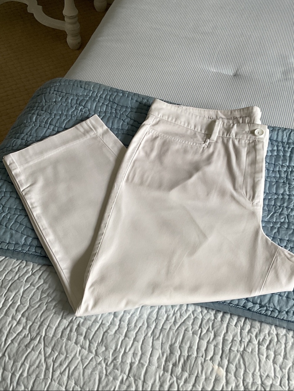 Talbots Perfect Skimmer White Chino Pants S10